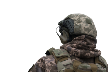 A ukrainian soldier isolated