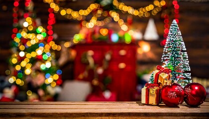 Naklejka premium christmas tree with gifts and decorations