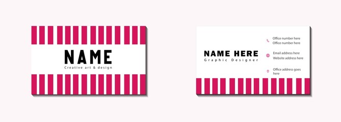 double sided corporate business card with pink color template vector design online free service