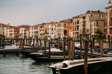 Venice boats after rain