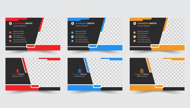 Modern corporate stationary id layout with geometric lines. Modern Creative And Clean Business Card Design Template, Vector fashion background design with information sample text