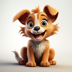 Joyful Cartoon Puppy dog with Big Eyes.