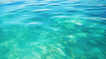 Fototapeta na wymiar The tranquil blue-green surface of the ocean off Catalina Island, California, featuring gentle ripples and refracted light, creating a serene and captivating view.