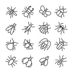 Set of Insect icon for web app simple line design