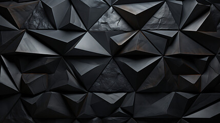 Immerse yourself in a black triangular abstract background with a grunge surface in this 3D rendering.