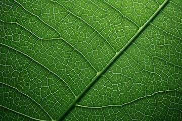 Fototapeta premium Vibrant Leaf Veins - The intricate vein network of a green leaf, a beautiful symbol of life and nature's complex patterns.