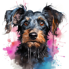 watercolor Yorkshire Terrier clipart, Generative Ai
