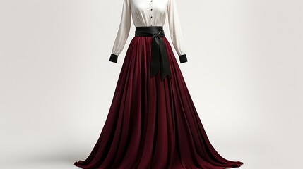 Present a winter dress with an elegant velvet bodice and a flowing chiffon skirt, fit for a formal event.