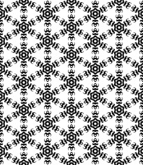 Black and white seamless abstract pattern. Background and backdrop. Grayscale ornamental design. Mosaic ornaments. Vector graphic illustration. EPS10.