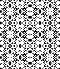 Black and white seamless abstract pattern. Background and backdrop. Grayscale ornamental design. Mosaic ornaments. Vector graphic illustration. EPS10.