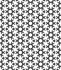 Black and white seamless abstract pattern. Background and backdrop. Grayscale ornamental design. Mosaic ornaments. Vector graphic illustration. EPS10.