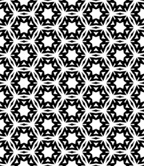 Black and white seamless abstract pattern. Background and backdrop. Grayscale ornamental design. Mosaic ornaments. Vector graphic illustration. EPS10.