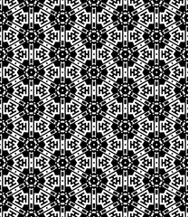 Black and white seamless abstract pattern. Background and backdrop. Grayscale ornamental design. Mosaic ornaments. Vector graphic illustration. EPS10.