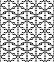 Fototapeta premium Black and white seamless abstract pattern. Background and backdrop. Grayscale ornamental design. Mosaic ornaments. Vector graphic illustration. EPS10.
