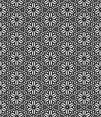 Black and white seamless abstract pattern. Background and backdrop. Grayscale ornamental design. Mosaic ornaments. Vector graphic illustration. EPS10.