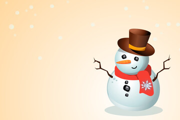 Cute vector snowman on gradient background with text space