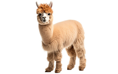 Alpaca South America isolated on a transparent background.