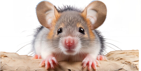 Picture of a mouse on a log isolated on transparent background, png
