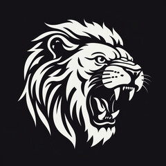 Obraz premium monochrome stencil, roaring lion head created with Generative Ai