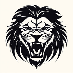 Obraz premium monochrome stencil, roaring lion head created with Generative Ai