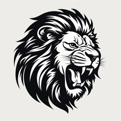Obraz premium monochrome stencil, roaring lion head created with Generative Ai