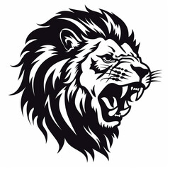 monochrome stencil, roaring lion head created with Generative Ai