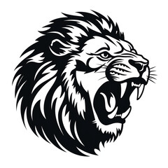 Obraz premium monochrome stencil, roaring lion head created with Generative Ai