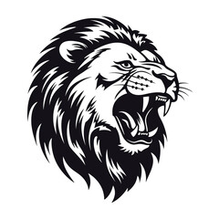 Fototapeta premium monochrome stencil, roaring lion head created with Generative Ai