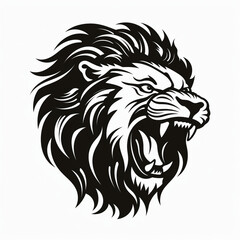 monochrome stencil, roaring lion head created with Generative Ai