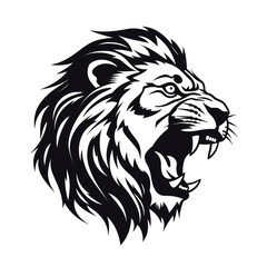 monochrome stencil, roaring lion head created with Generative Ai