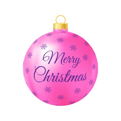 Pink Christmas tree toy Realistic color illustration