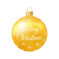 Yellow Christmas tree toy or ball Volumetric and realistic color illustration