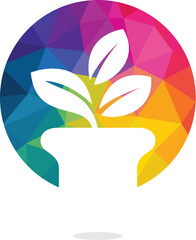 Flower pot vector logo design template. 