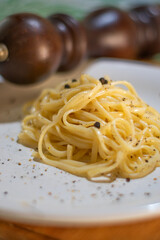 A TASTY DISH OF SPAGHETTI WITH PEPPER