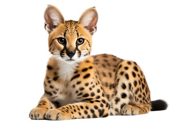 Serval animal isolated on a transparent background.