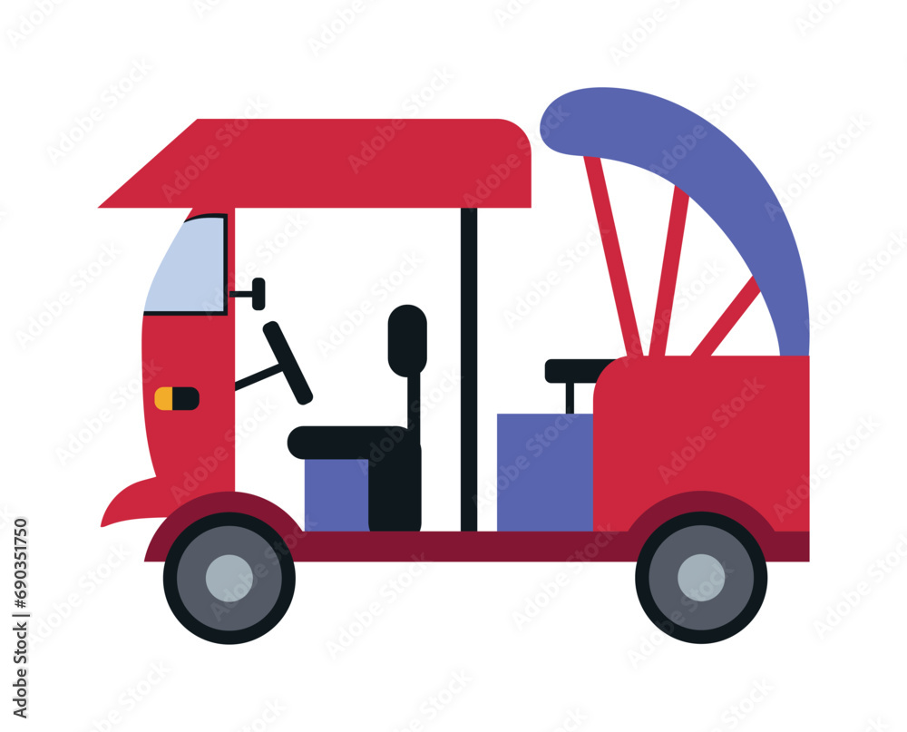 Wall mural rickshaw car illustration