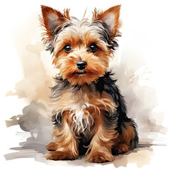 watercolor Yorkshire Terrier clipart, Generative Ai