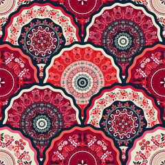 Vector floral decorative art design, seamless pattern for fabric print