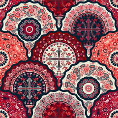 Vector floral decorative art design, seamless pattern for fabric print