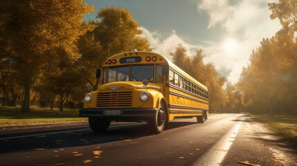 Obraz premium yellow or red school bus in retro style