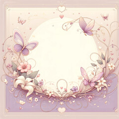 pink frame with butterflies
