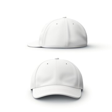 White cap Mockup, realistic style front and back on white background - Generative AI