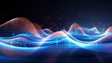 Futuristic Waves showing evolved IT Technology Background - obrazy, fototapety, plakaty