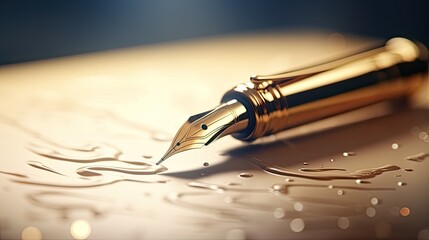 fountain pen on paper with handwritten text on a white background close-up, optimizing lighting to highlight texture and detail.