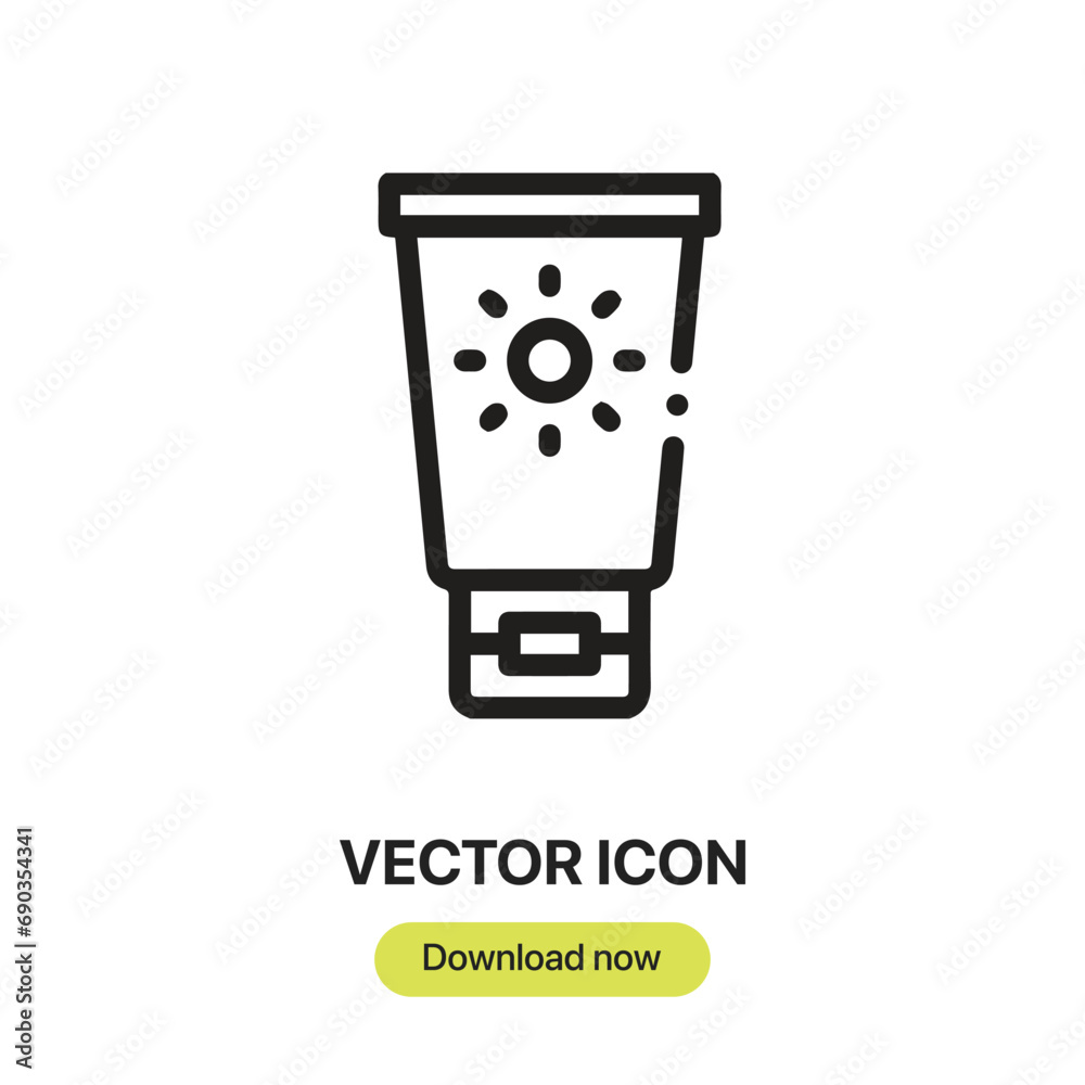 Leinwandbilder Sunscreen icon vector. Linear-style sign for mobile concept and web design. Sunscreen symbol illustration. Pixel vector graphics - Vector.	
