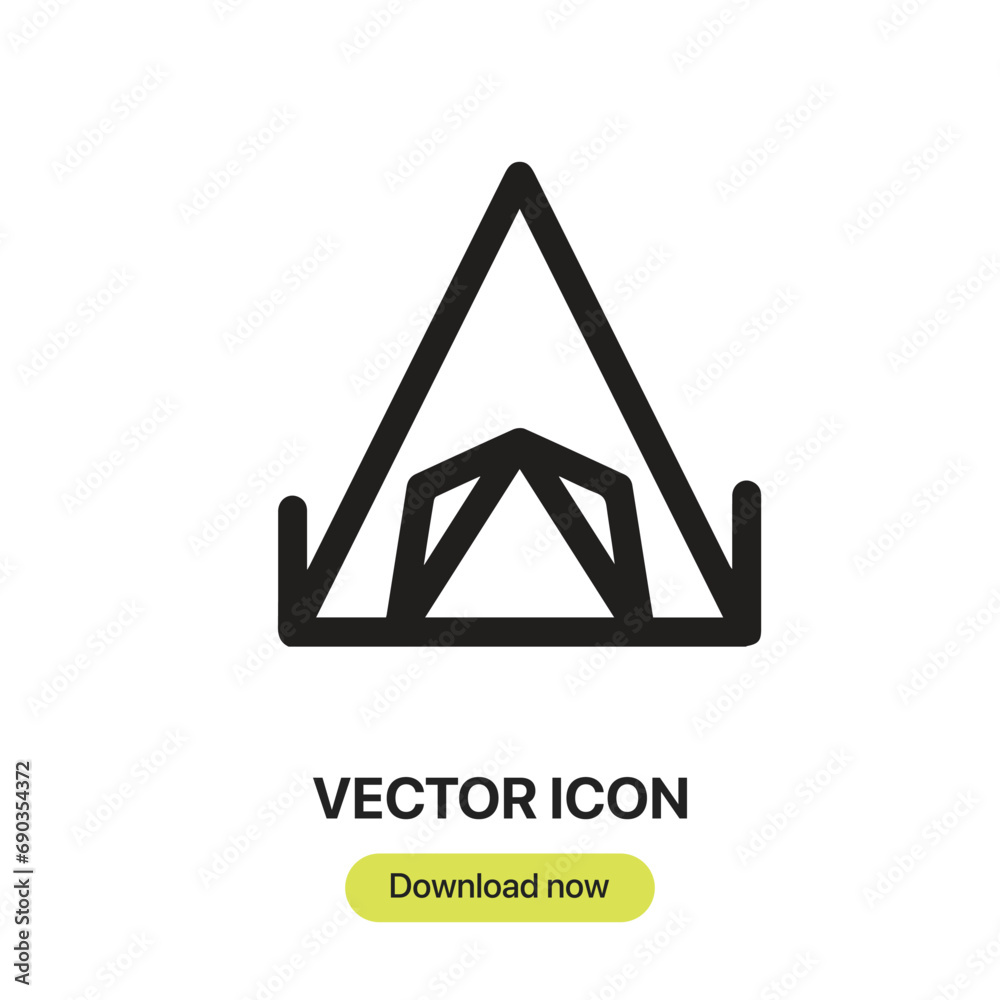 Fototapete camping tent icon vector. linear-style sign for mobile concept and web design. camping tent symbol i
