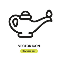 Oil Lamp icon vector. Linear-style sign for mobile concept and web design. Oil Lamp symbol illustration. Pixel vector graphics - Vector.	
