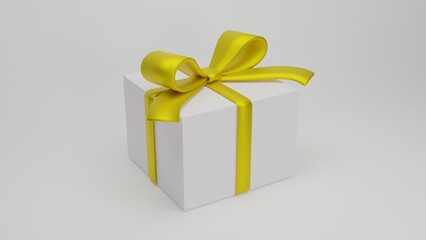Christmas gift with golden flying. New Year's mood. 3D render
