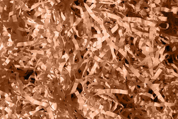 Brown Paper Box Filler. Color peach fuzz. Eco-friendly packaging for business