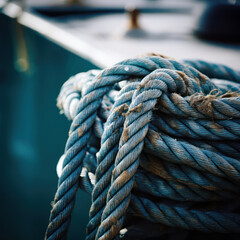 closeup of abraded rope from ship.